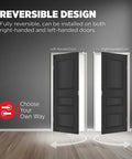 Reversible design illustration for Dummy Door Lever For Closets And French Double Doors, Matte Black Non Turning Pull Handle.