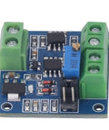 Voltage To PWM Converter Module for PLCs slick and plug and play showing connectors and potentiometer adjustments