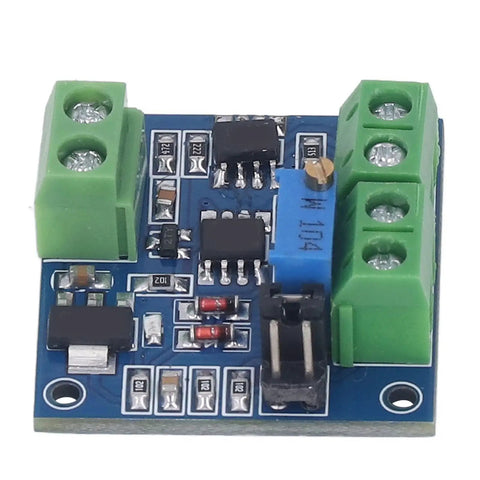 Voltage To PWM Converter Module for PLCs slick and plug and play showing connectors and potentiometer adjustments