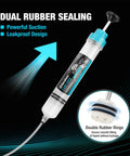 Duratech 500cc fluid extractor with blue cap, clear reservoir and long hose