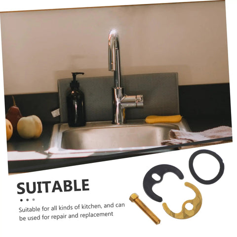 Rock Solid Kitchen Faucet Repair Kit Featuring Copper Horseshoe Gasket And Heavy Duty Mounting Nut Replacement Parts For Sinks Quick Swap No Fuss Plumbing Fix displayed with a modern kitchen faucet.
