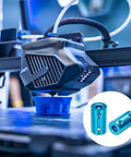 Rigid Aluminum Shaft Coupler 6.35mm To 6.35mm For 3D Printers And CNC Machines 25x14mm Blue Easy Install Encoder Link shown on printer