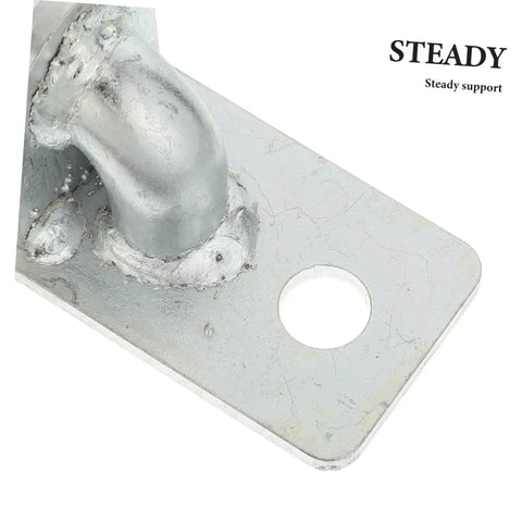 Close-up of Heavy Duty Wall Mount Fence Hinges For Privacy Gates And Large Swinging Barn Doors Kickass Iron Security Hardware with mounting hole.