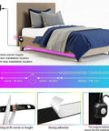 Motion Activated Under Bed Lights With 2x9.84 Ft RGB LED Strips Sensor installed under bed, showing connector and adhesive details