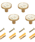 Dead Gorgeous Vintage Floral Gold Cabinet Knobs 4 Pack Hella Smooth High Gloss Acrylic Drawer Pulls With Mounting Hardware, includes screws and anchors.