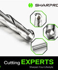Beefy Pro Grade Carbide Ball Nose CNC Router Bit With Up Cut End Mill for wood and aluminum engraving, close-up view.