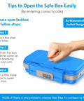 Hand opening Portable Safe Box With Combination Lock And Code Access Waterproof Anti Theft Travel Safe, blue design
