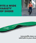 Full Length Arch Cushion Insoles For Women Size 7-8.5 And Men 6-7.5 In Green All Day Comfort Shock Absorbing Cushioned Arch Support