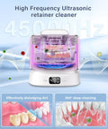Ultrasonic Retainer Cleaner Machine With 45kHz Sonic Cleaning And Digital Timer Deep Clean For Dentures Aligners Braces Night Guards And Jewelry 319ml Capacity White Compact Countertop Design No Fuss Easy To Use Home Ready