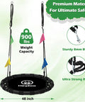Saucer Swing 48 Inch For Backyard Fun With 360 Degree Swivel Heavy Duty Outdoor Swing Set With 900 Lb Weight Capacity Safe Galvanized Frame Nylon Webbing And Bolts Easy Assembly Great Gift For Kids And Family
