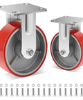 Heavy Duty 6 Inch Plate Caster Wheels 2400 Lbs Total Load Silent Polyurethane On Steel Hub For Tool Carts And Workbenches Industrial Grade Casters Pack Of 2