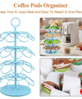 Coffee Pod Holder Organizer For K-Cups, 36 Pod Capacity, Rotating 360 Degree Spin, Detachable Countertop Stand, Light Blue