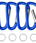 Heavy Duty Aluminum Carabiners Set of 4 Blue 4 Inch D Ring Clips With Spring Snap Hooks For Camping Hiking Keychains Dog Leashes Hammocks And Outdoor Gear Tough As Nails Durable Rock Climbing Clips