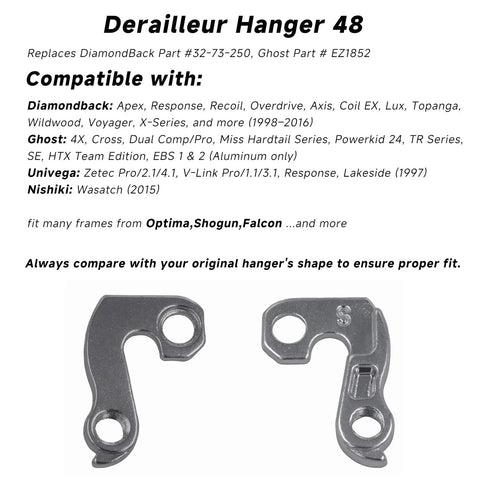 Rear Derailleur Hanger 48 With Bolts For Bikes Compatible With Diamondback Nishiki Ghost Univega Falcon Raleigh Claud Butler Shogun