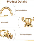 Close-up of Top Shelf Gold Brass D Rings for Purse 4 Pack With Screw Back Rotatable Strap Hardware showcasing bright luster and sturdy design.