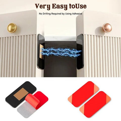 No Drill Magnetic Cabinet Door Catch With Adhesive 4 Pack Black Stainless Steel on cabinet
