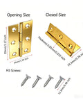 12 Packs Gold Stainless Steel Butt Hinges 2.15 Inch For Cabinets And Doors With Matching Screws, Open and Closed Size