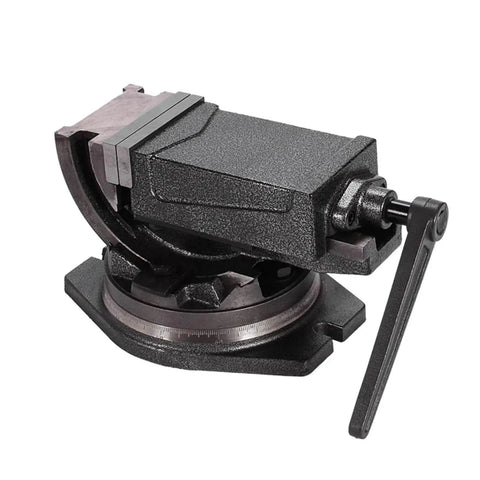 Heavy Duty Tilting Swivel Bench Vise 4 Inch Milling Vice For CNC Workbenches showing serrated jaws and swivel base.