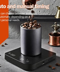Palm Size Coffee Scale With Timer Auto Precision Espresso Scale 0.1g To 2000g with coffee beans and grey container