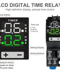 Liquid Crystal Display Time Relay With Dual Time Delay Function Double Pole Double Throw 12 Volt Direct Current Plug In Socket