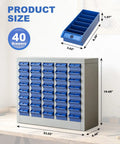 40 Drawer Steel Parts Cabinet With ABS Bin Organizers for garage and workshop, dimensions 23.22x8.48x19.68 inches