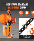 2 Ton Wireless Electric Chain Hoist With 4400 Lbs Capacity 20 Ft Lifting Height IP54 Protection, side view with G100 chain.