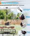 Exploded view of 20 Inch Outdoor Ceiling Fan with Light showcasing plug-in design and IP65 waterproof features for patio use.