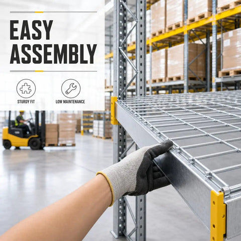 Heavy Duty Galvanized Steel Pallet Rack Wire Decking Panel Damn Tough 50X100 Mesh Silver Industrial Warehouse Deck Built To Hold Up A Ton For Secure High Capacity Storage Rack System