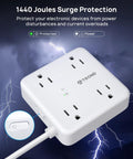 All In One Surge Protector Power Strip With USB Ports 10ft Flat Plug Extension Cord Eight In One Charging Station Four AC Outlets