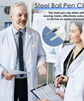 Doctors discussing with 7 Pack 0.5mm Quick Dry Gel Pens With Fine Point Smooth Writing Black Ink and steel pen clip feature.