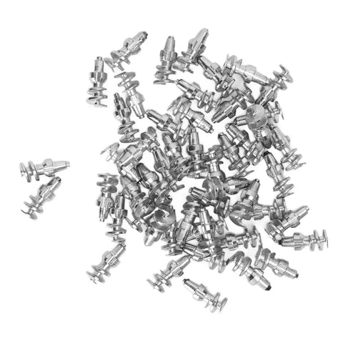 Tungsten Steel Threaded Tire Studs, 50 Pack showing multiple metal spikes for enhanced traction on icy roads.