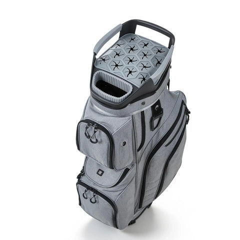 15 Way Top Divider Golf Cart Bag With Full Length Dividers Rain Hood Grip Locking Bottom Silicone Head Protection Storage Pockets