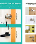 Diagram showing replacement of old mortise with Smart Fingerprint Door Lock With WiFi Enabled And Free App Five In One Biometric Lock.