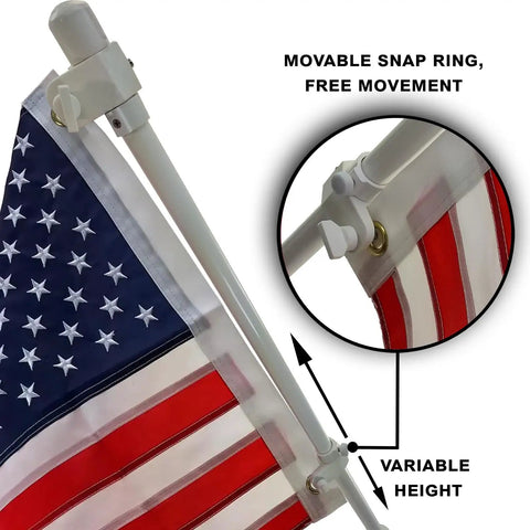 Saltwater Ready American Flag With Pole For Boat Rod Holder Tough PVC Flag Flyer with movable snap ring and variable height