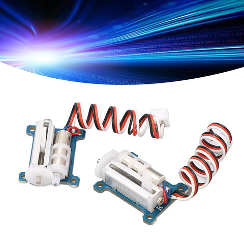 Slick 1.5g Micro Digital Servo For RC Planes And Mini Drones, lightweight, featuring dual motors and colorful wiring.
