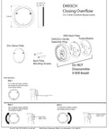Diagram of Deep Soak Round 2-Hole Bathtub Overflow Cover With Full Closure Satin Nickel Finish Universal Fit components and assembly instructions.