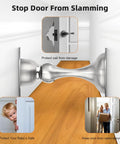 Heavy Duty Magnetic Door Stopper Set In Brushed Nickel For Bottom Of Doors That Keeps Doors Open Wall And Floor Mount Stainless Steel Door Catch 2 Pack installed to prevent door slamming