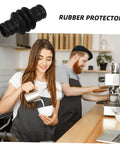Baristas using espresso machine with Heatproof Rubber Steam Wand Cover For Espresso Machine Pro Grade Insulation Sleeve on wand