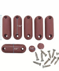 Brown Silicone Toilet Seat Bumpers Set Of 8 Replacement Cushions including 6 oblong and 2 round cones with screws.