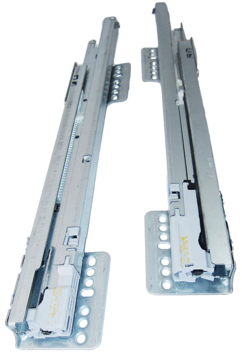 Nova Pro Full Extension Drawer Rails With Damper And Self Closing, 40 Kg Load Capacity, Silver Side Mount Slides, 450 mm Length, Made In Austria Quality Hardware For Smooth Drawers, side view