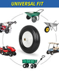 Solid Wheelbarrow Tire 16 Inch 4.80 4.00 8 Flat Free Wheel And Tire With 6 Inch Centered Hub And Five Eighth Inch Axle Bore