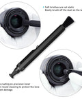 Side view of VSGO Professional Lens Cleaning Pen, black double-ended lens brush for cameras and glasses.