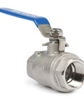 Ball valve 3/4 inch, 316 stainless steel, full-port, female NPT, blue lever