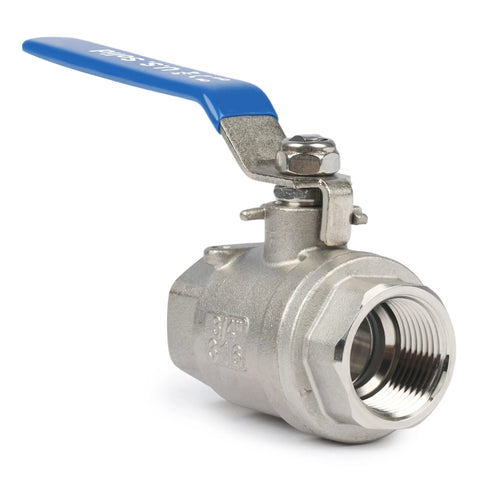 Ball valve 3/4 inch, 316 stainless steel, full-port, female NPT, blue lever