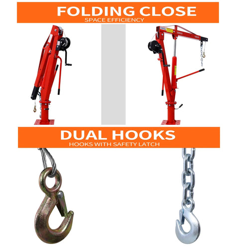 Folding close Built Tough Steel Truck Crane and Bed Hoist with Hand Winch for Pickup Trucks Beast Mode hydraulic design.