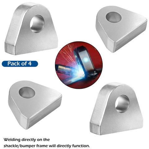 Heavy Duty Weld On Shackle Clevis Mounts 1 Inch Thick Steel Pack Of 4 With Beveled Base for vehicle bumper or frame mounts