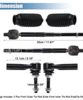 6 Piece Front Inner Outer Tie Rod Ends Kit For Ford Flex Taurus Lincoln MKS MKT Steering Suspension Upgrade Beefs Up Handling And Ride Quality Fits 2010 To 2016 Models. 14mm boots and tie rod ends shown with 30cm and 13.1cm dimensions