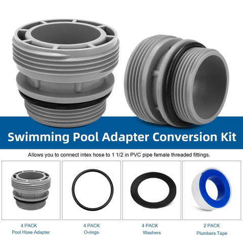 40mm To One And One Half Inch Pool Hose Adapter Kit For Attaching 40mm Hoses To Hayward Filter Pumps, No Hassle Quick Connect