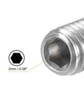 Close-up of Ball Point Set Screws M4 X 6mm 304 Stainless Steel Metric Spring Hex Socket Screw showing hex socket and threads.