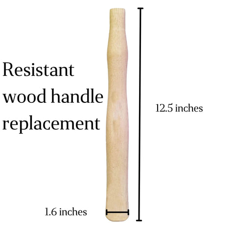 2 Pack Wood Sledge Hammer Handle Replacements For 2 3 And 4 Lb Hammers With Wood And Steel Wedges 12.5 Inch Length Ball Peen Hammer Handle Replacement Wood Tool Handle Bulk Buy For DIY Pros, wooden handle dimensions shown